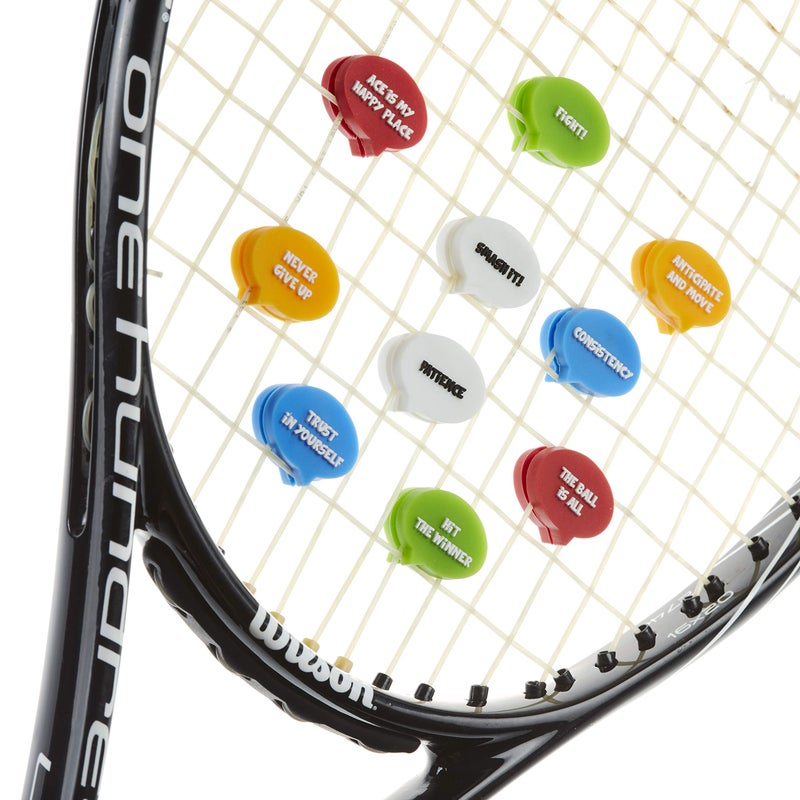 BusyBee Tennis Vibration Dampener (10 Pack). Unique Tennis Gift for Kids, Women and Players with 10 Motivational Slogans - Image 2